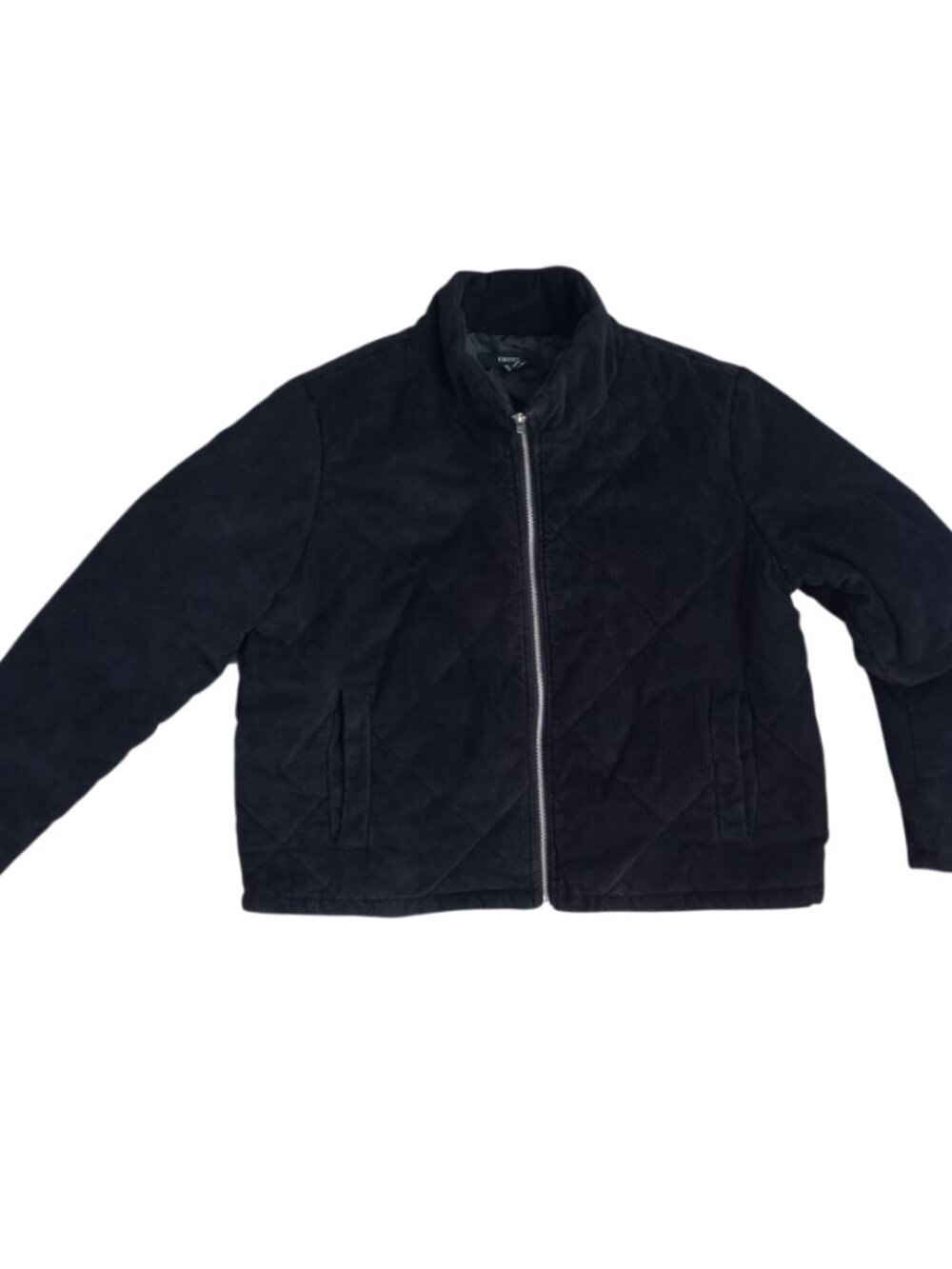Forever 21 Vintage Style Black Corduroy Bomber Jacket - Full Zip, Size L